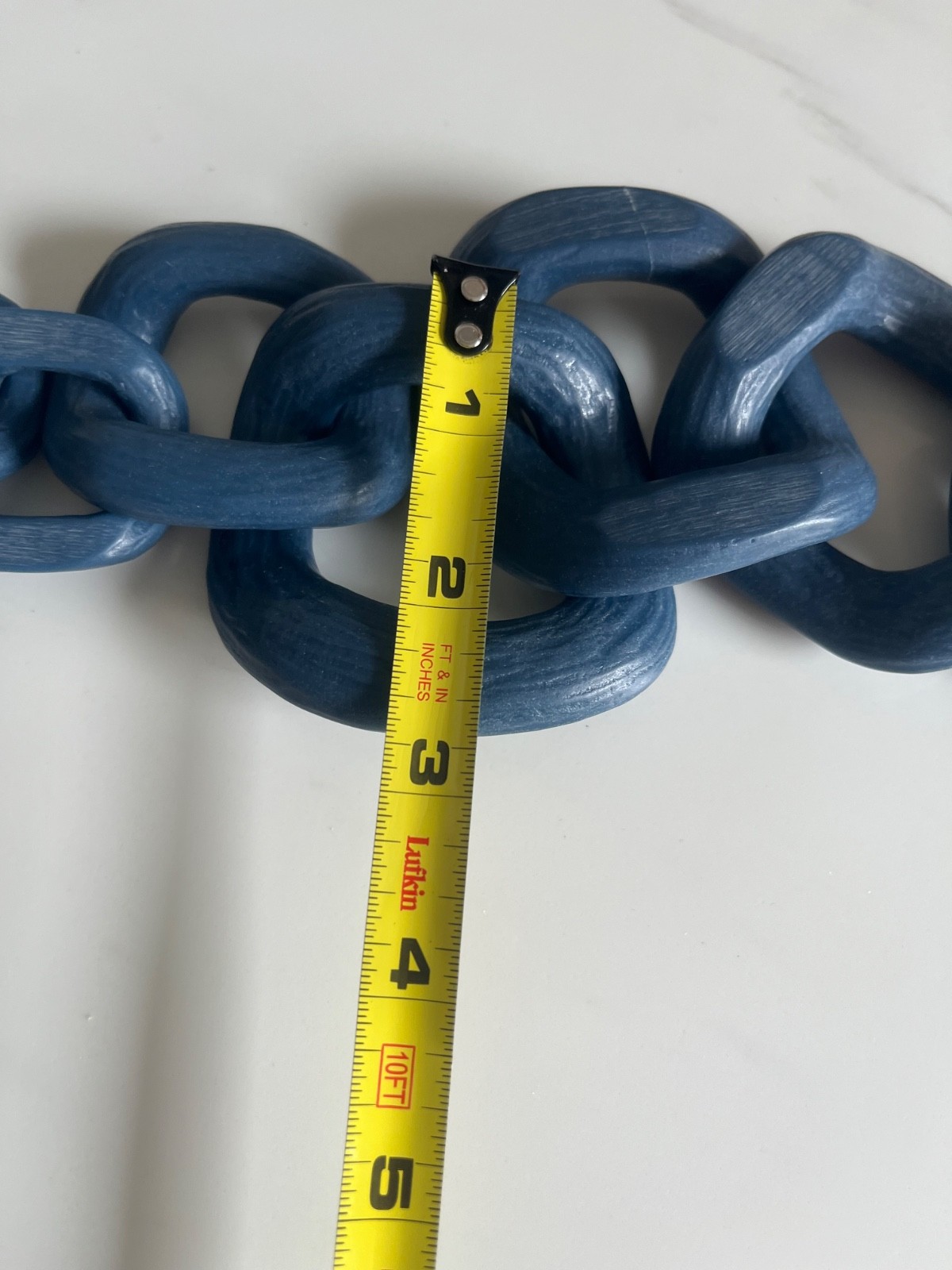 Chunky Blue Resin Large Chain Link Matte Oversized Statement Necklace Boho Retro