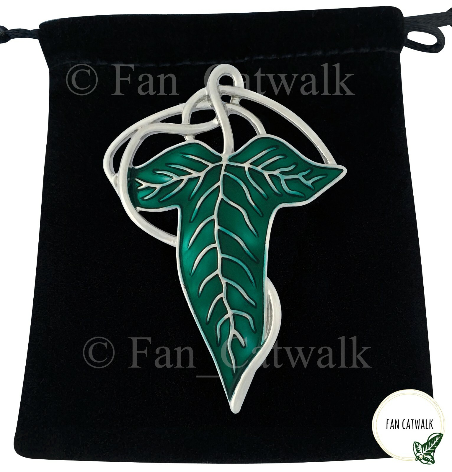 SILVER VEIN Elven Leaf Brooch Arwen Evenstar Necklace SET LOTR Lord of The Rings