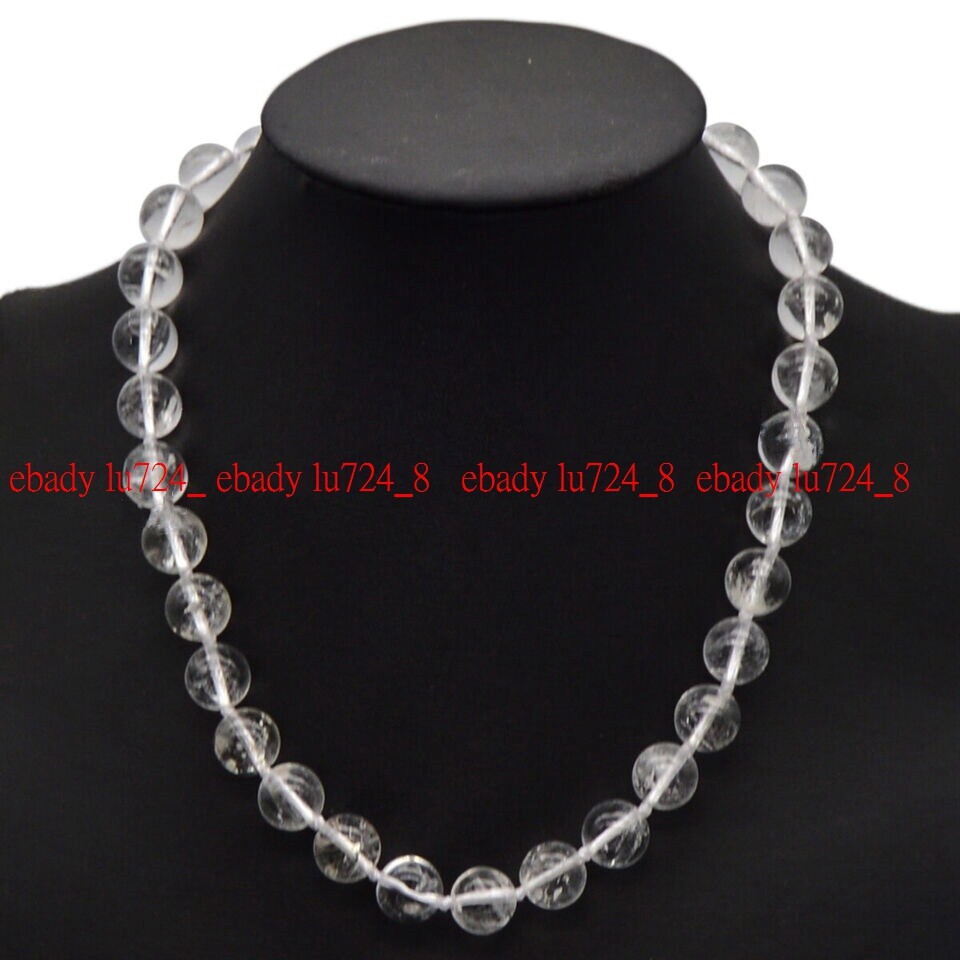 Natural Clear Rock Crystal Quartz 6/8/10/12mm Round Gems Beaded Necklace 14-48”