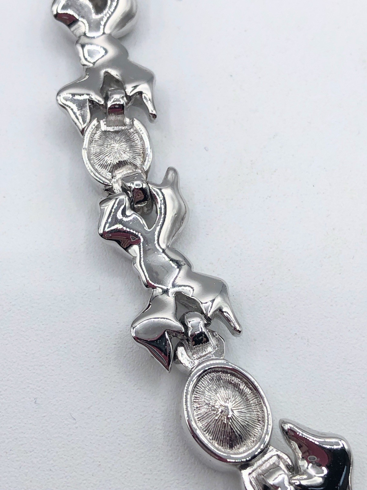 Swarovski Crystal Necklace Silver Rhodium Plated Statement Choker Bows Bezel Set