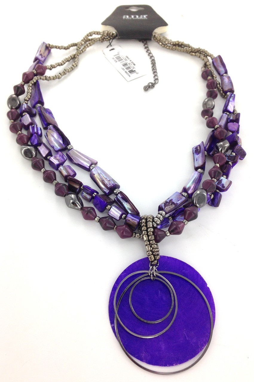 A.N.A Purple Shell Necklace