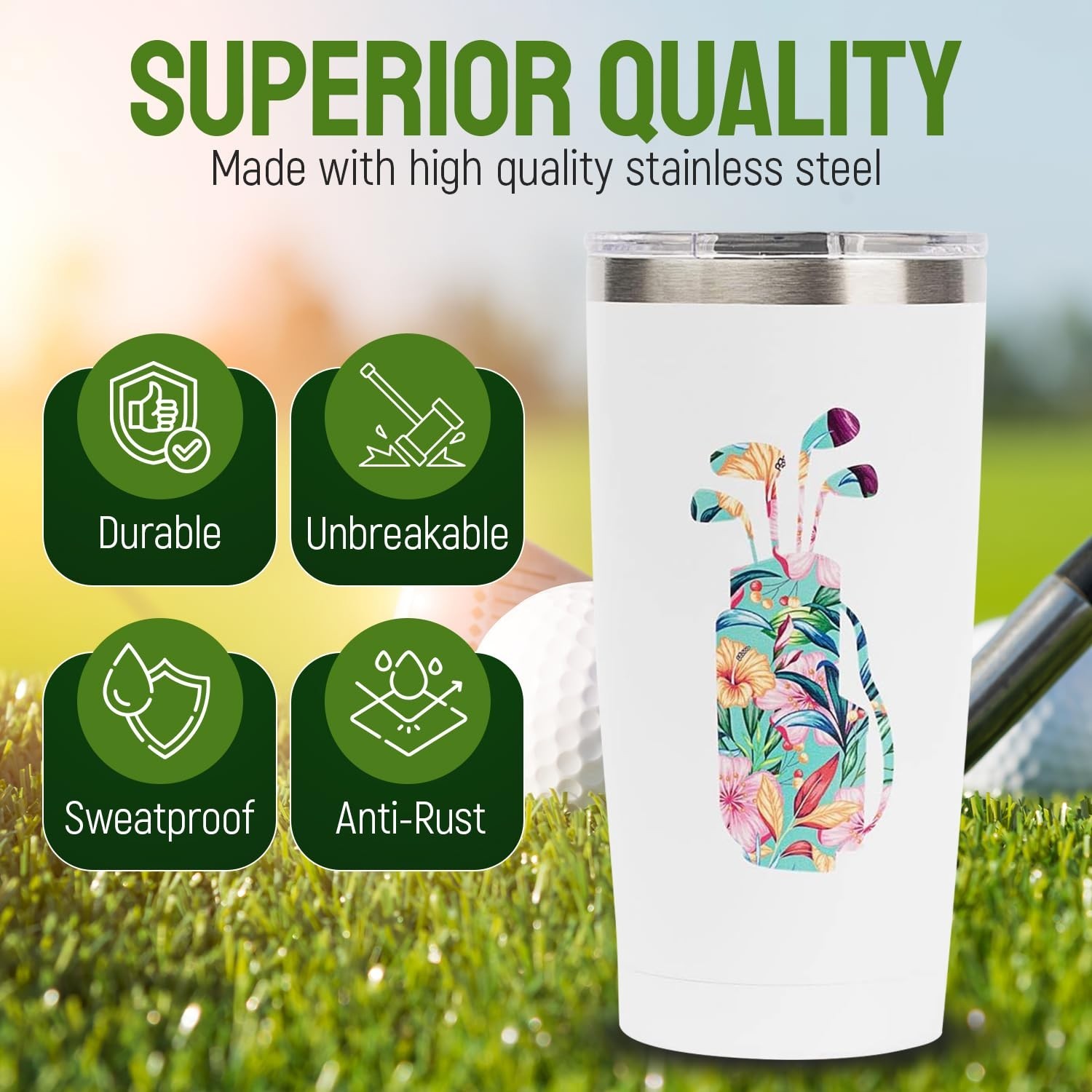 Seymour Butz Golf Gifts for Women – Insulated 20 oz Wine, Coffee Drink Tumble…