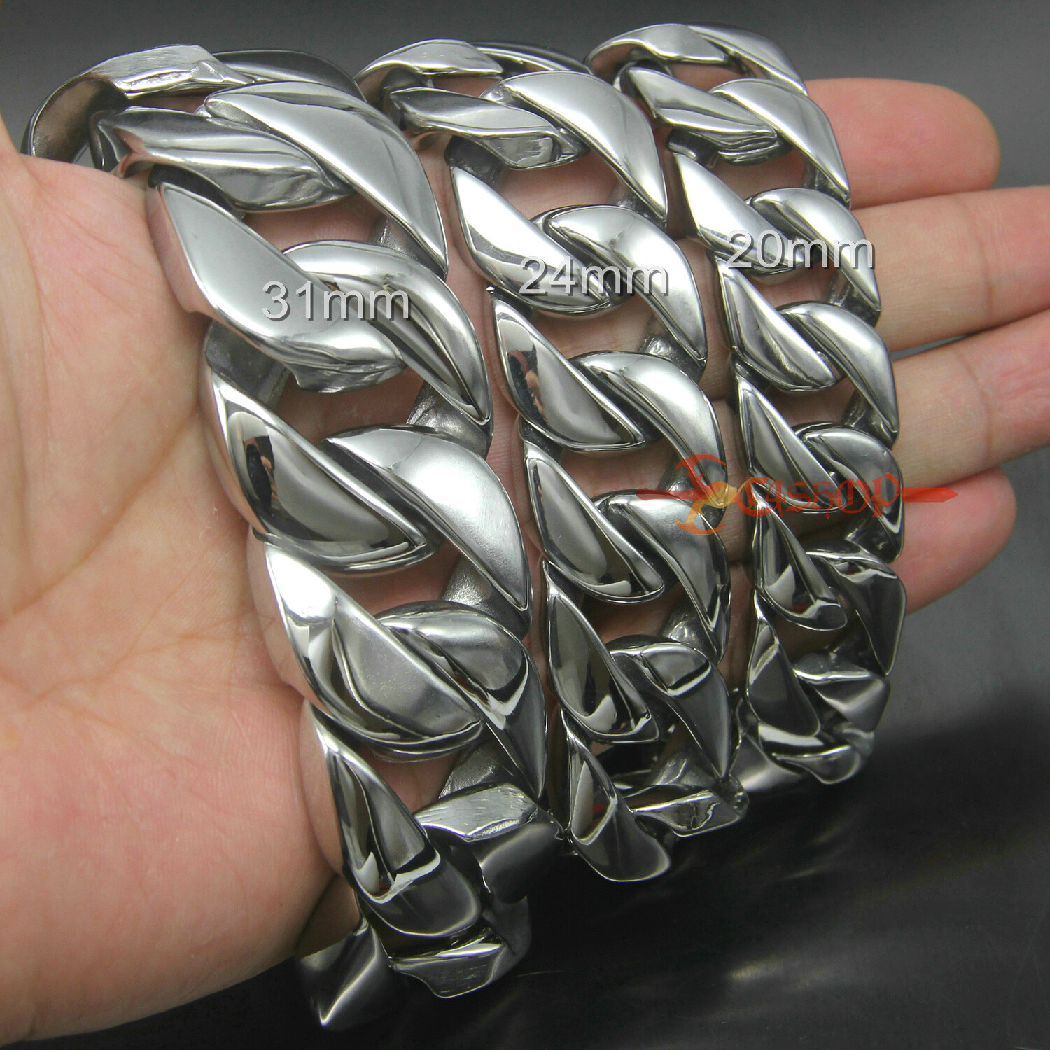 Men’s Thick Heavy Chain Stainless Steel Cuban Link Necklace Bracelet 20/24/31mm