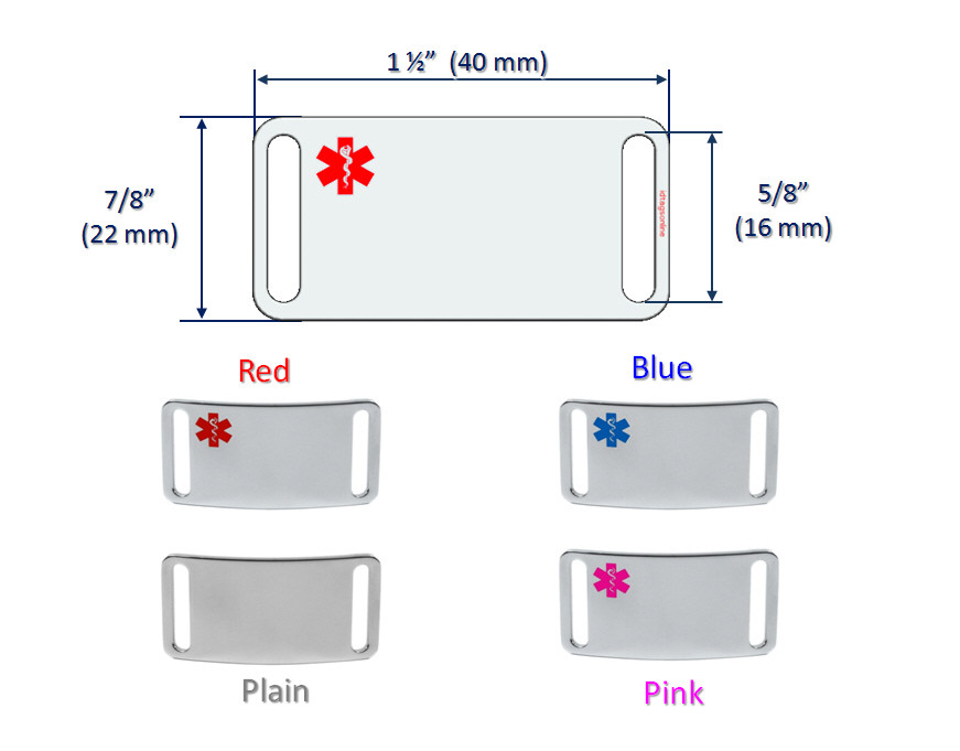 Medium Medical Alert ID Tag sold without band and engraving. Free medical card!