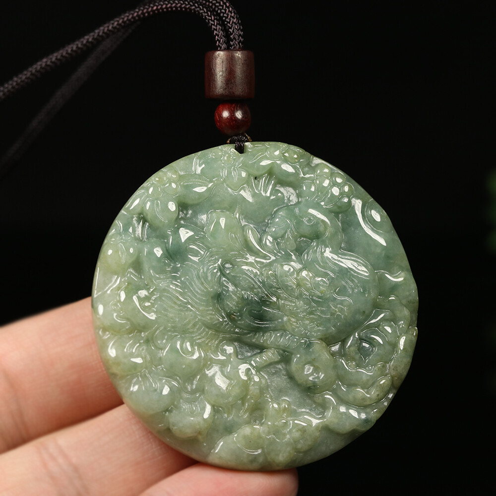 Certified Grade A 100% Natural Green Burma Jade Jadeite Pendant Phoenix 00869