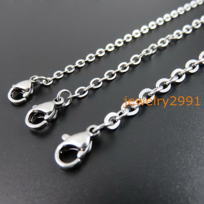 100pcs Lot womens stainless steel silver rolo chain necklaces 1.5/2/2.5/3.2mm