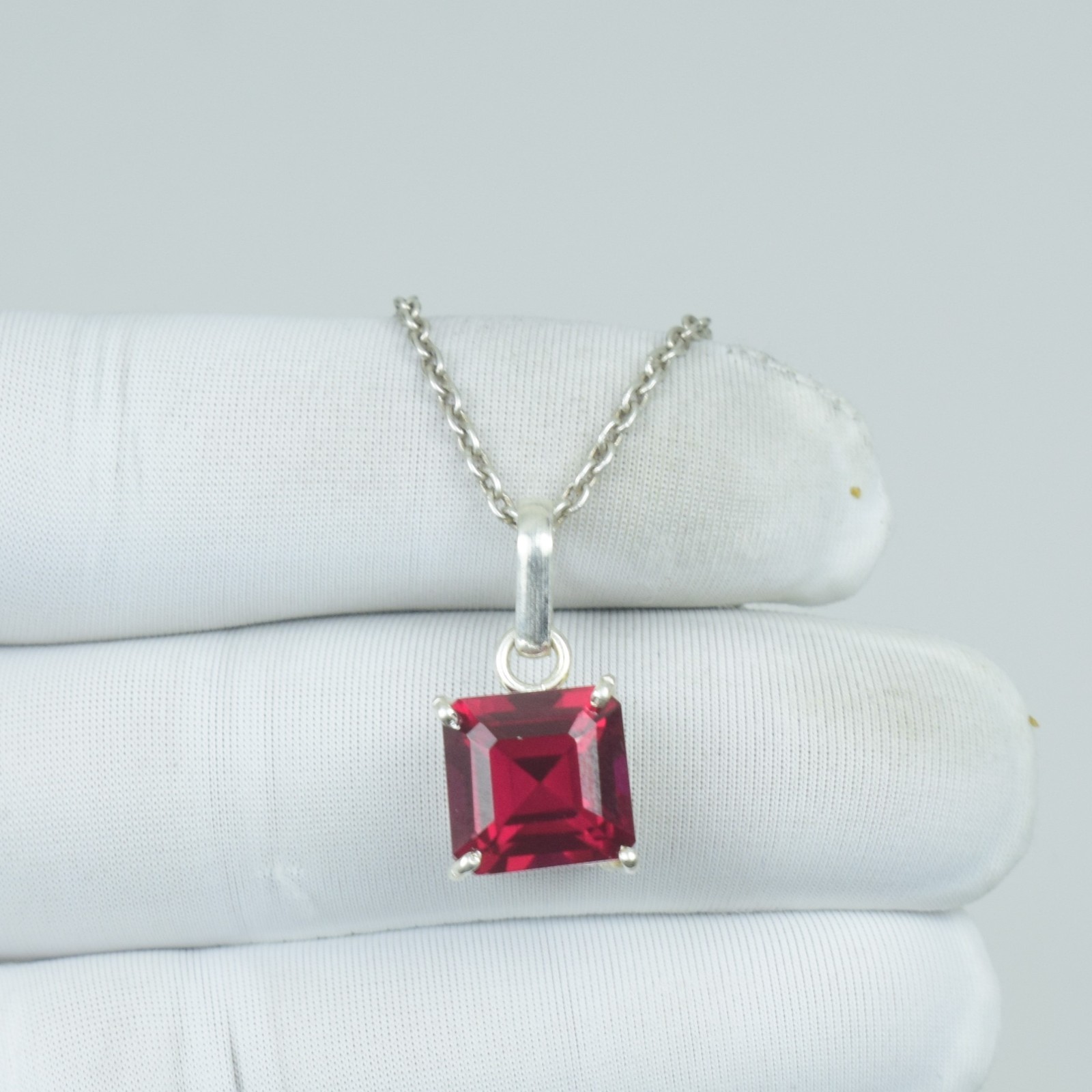 Beauty Red Ruby Square Cut Loose Gemstone Jewelry, 17Cts 925 Solid Silver,