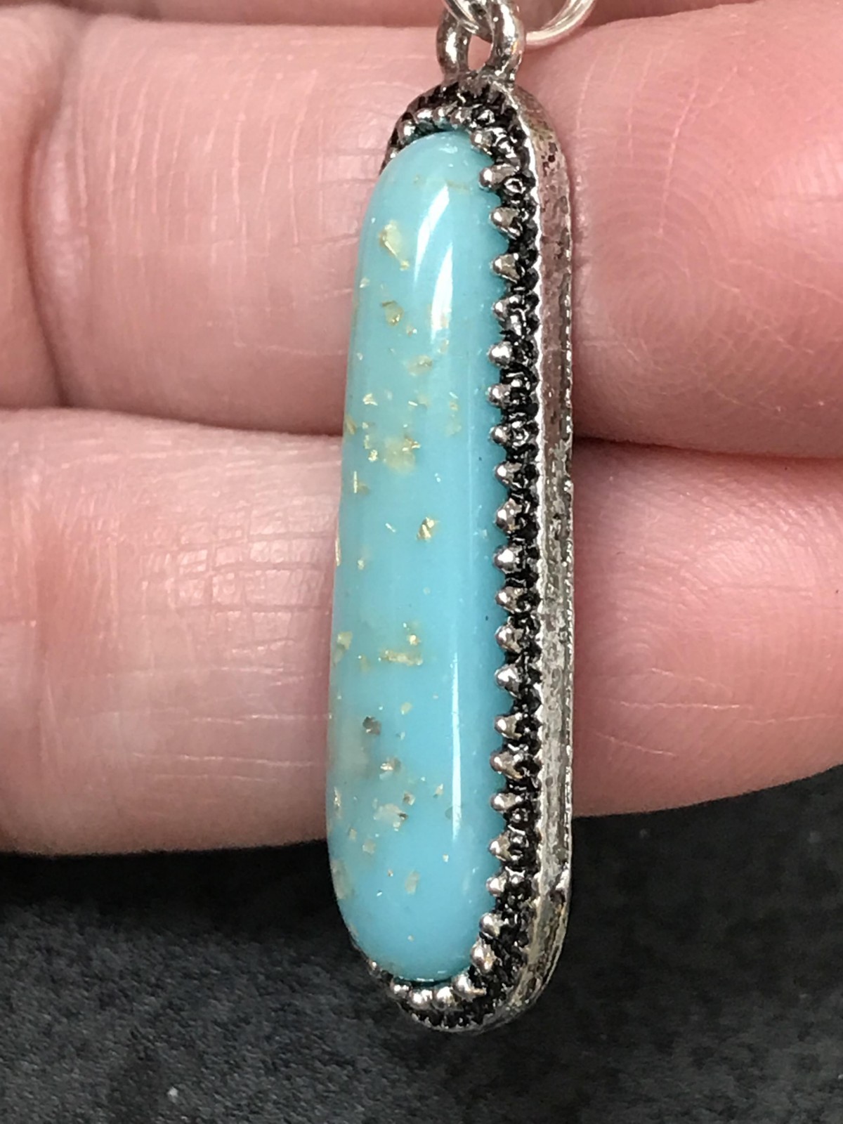 Oblong Howlite Moonstone Turquoise Pendant Charm Stone Design Varies D-1737