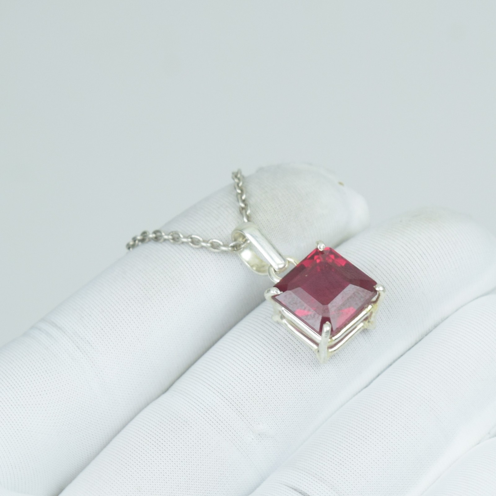 Beauty Red Ruby Square Cut Loose Gemstone Jewelry, 17Cts 925 Solid Silver,