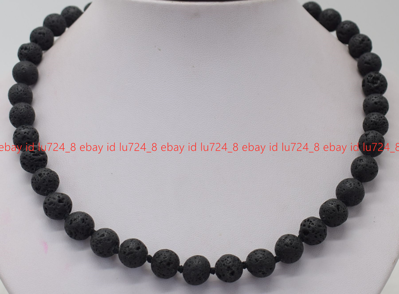 Genuine Natural 6/8/10/12mm Black Volcanic Lava Rock Round Gemstone Necklace 18″