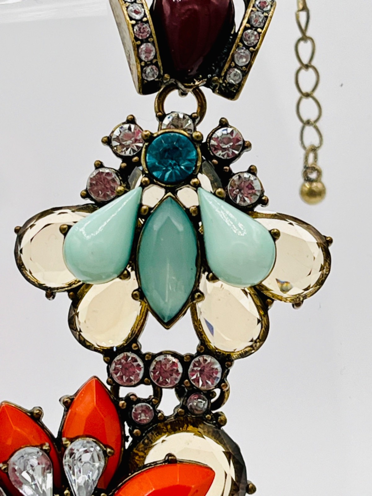 J Crew Multicolor Rhinestone Flower Adjustable Statement Necklace |Back to Schoo