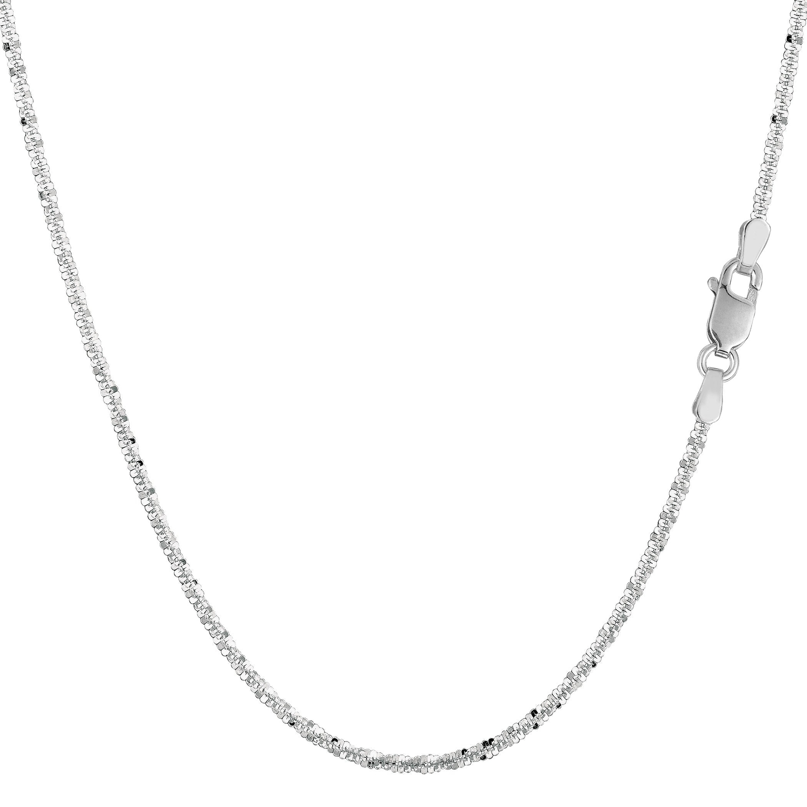 14k White Real Gold Sparkle Chain Necklace, 1.5mm, 16″