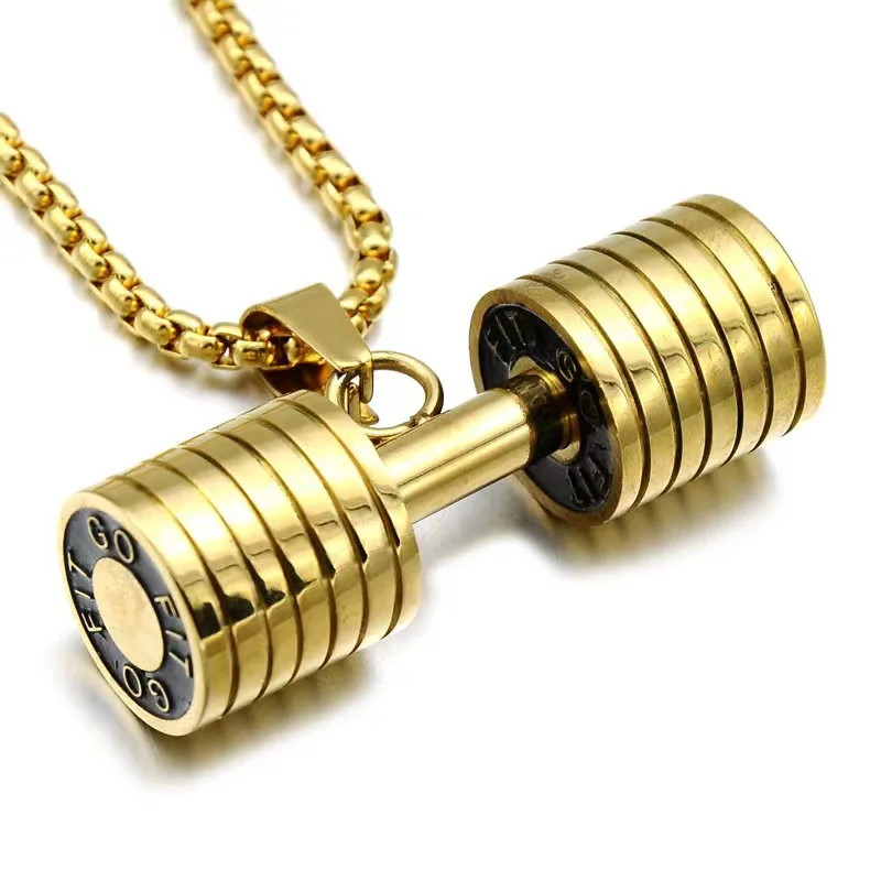 Fashion Barbell Dumbbell Pendant Men’s Fitness Bodybuilding Weightlifting