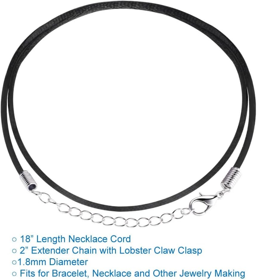 100Pcs Satin Silk Necklace Cord with Lobster Clasp and Extension Chain