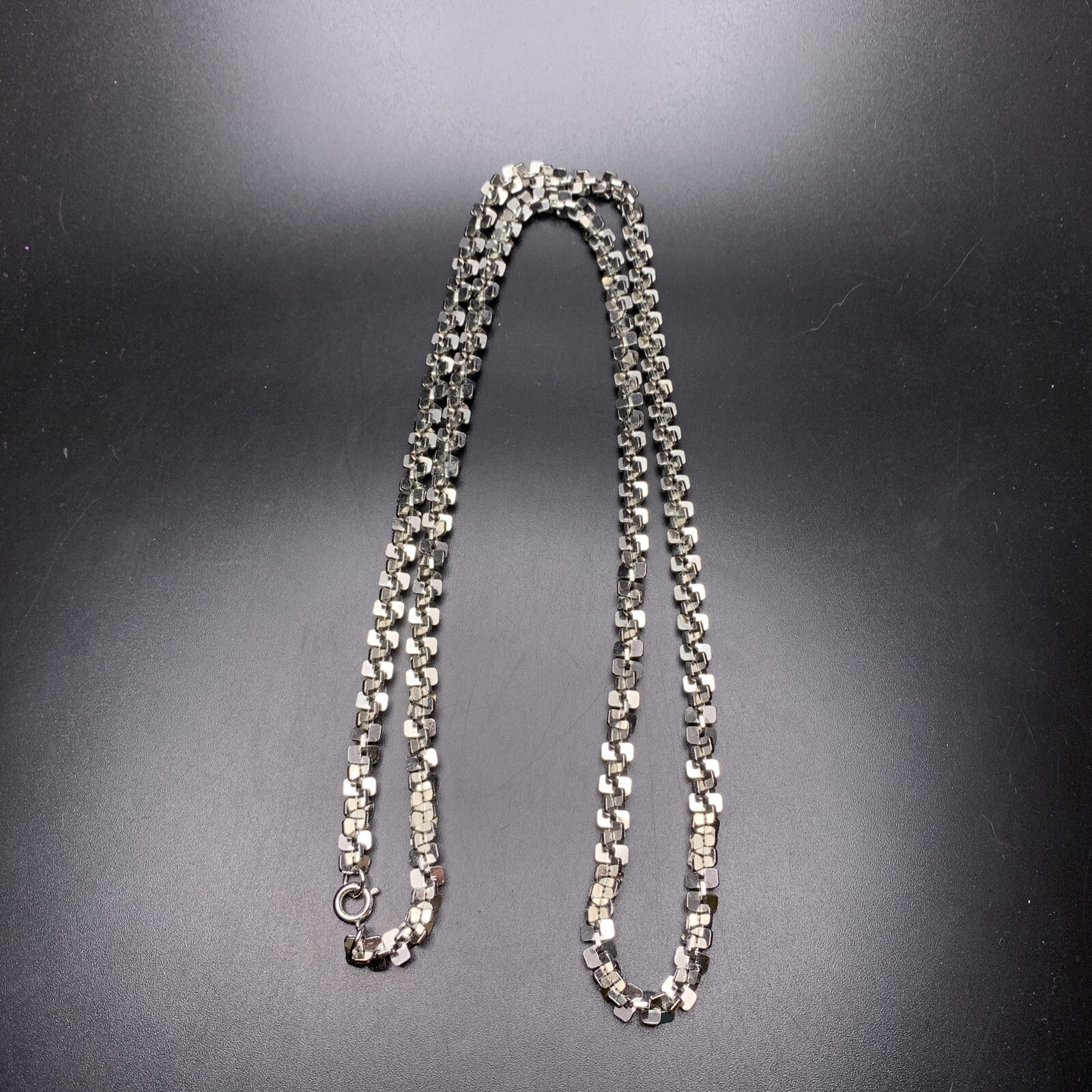 Long Margarita Chain Necklace Silver Tone 30 Inch Classic Simple