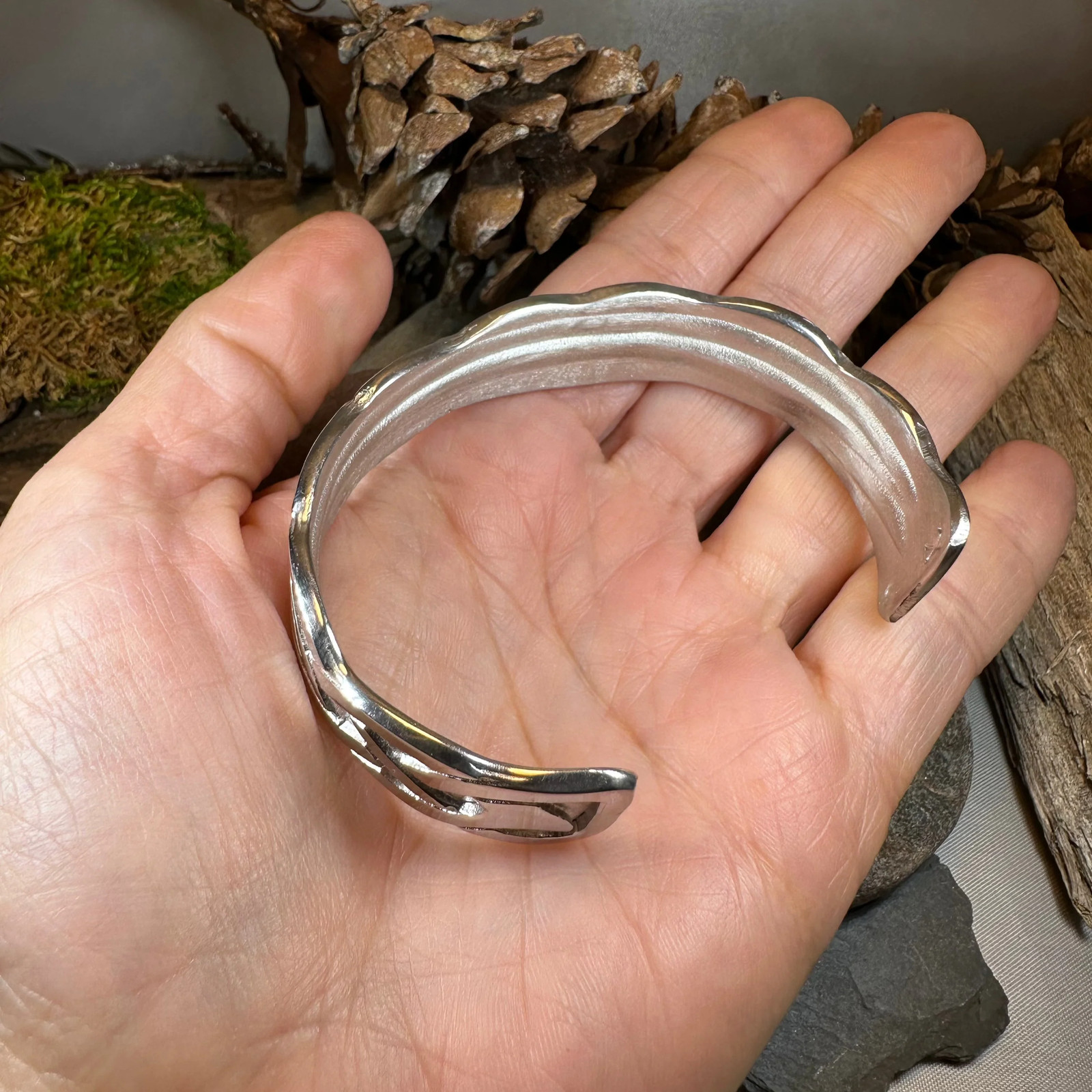 Celtic Cuff Bracelet Irish Scottish Mens Womens Pagan Gift PEWTER
