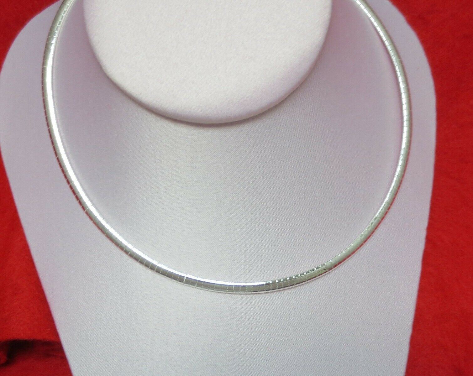 16″-18″ 4MM STERLING SILVER PLATED OMEGA CHAIN NECKLACE