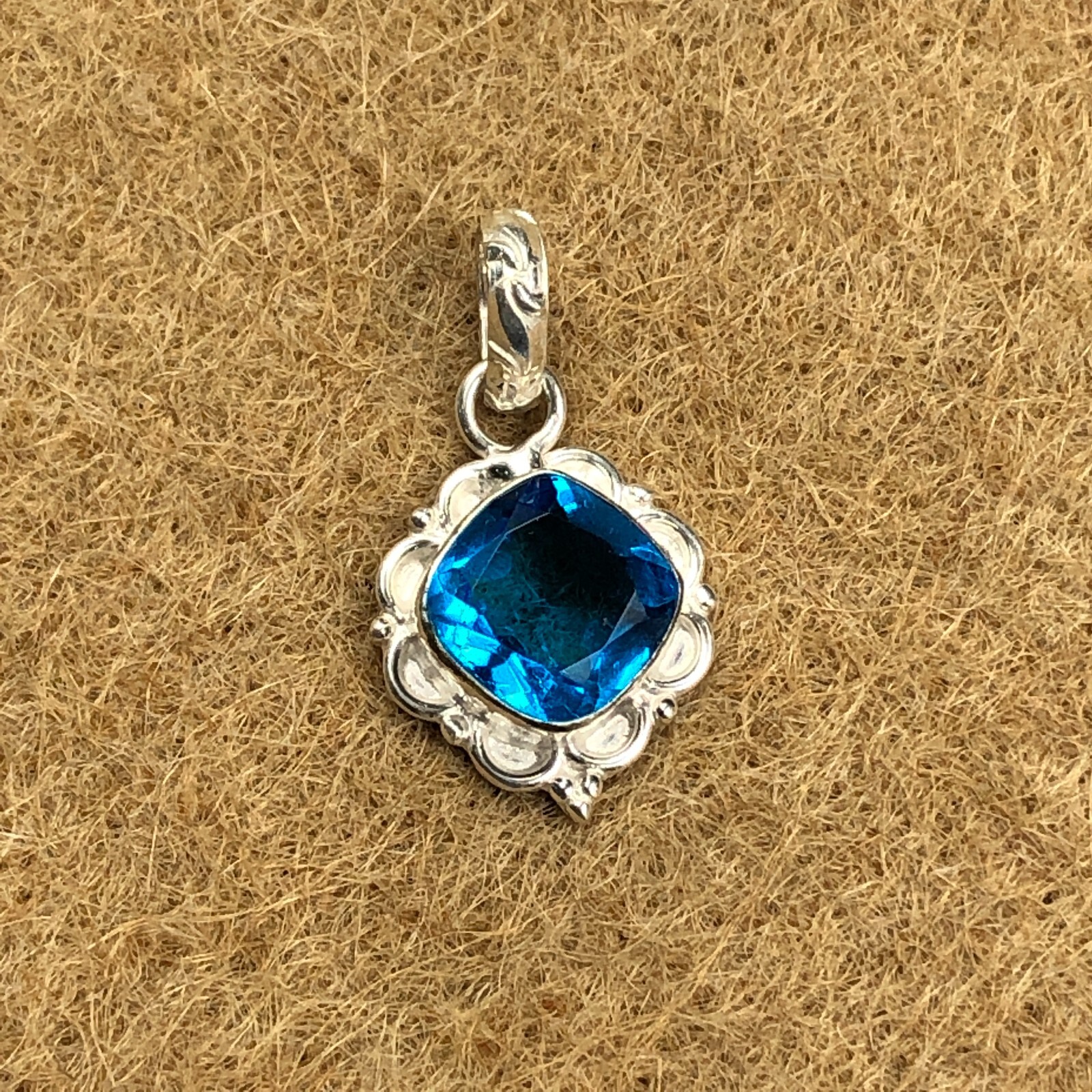 Swiss Blue Topaz Gemstone Pendant Sterling Silver Jewelry For Women 1.5″