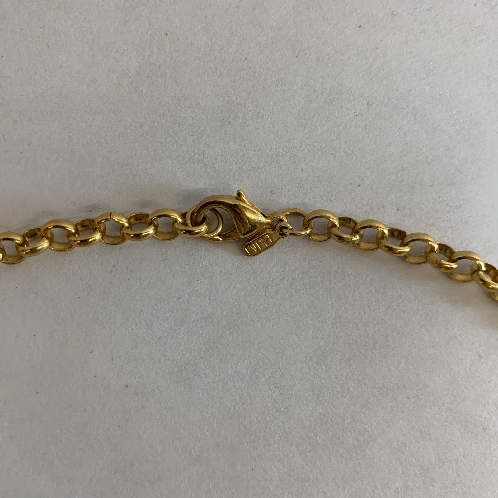 RJM Gold Tone Necklace Black Horn Pendant Blue Accents Unisex Adult