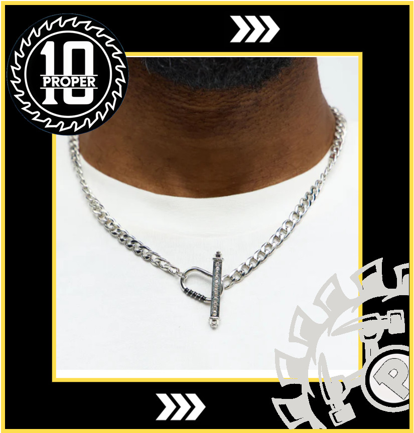 Men’s Fashion Nova Grind City Necklace – Silver Metal Necklace 21 inch length
