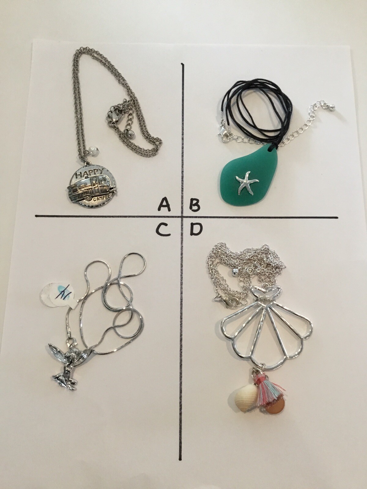 Necklace Womens Fashion Jewelry Coastal Beach Vibe Teen Costume Lot Of 4