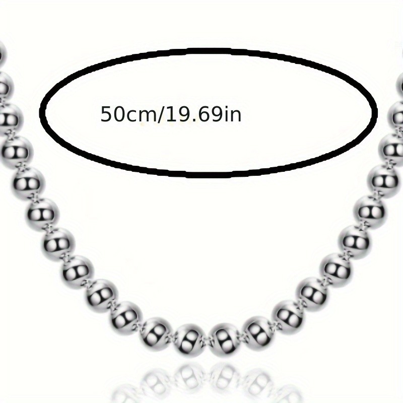 1Pcs Women’s 925 Sterling Silver 8mm Hollow Balls Beads 20″ Chain Necklace