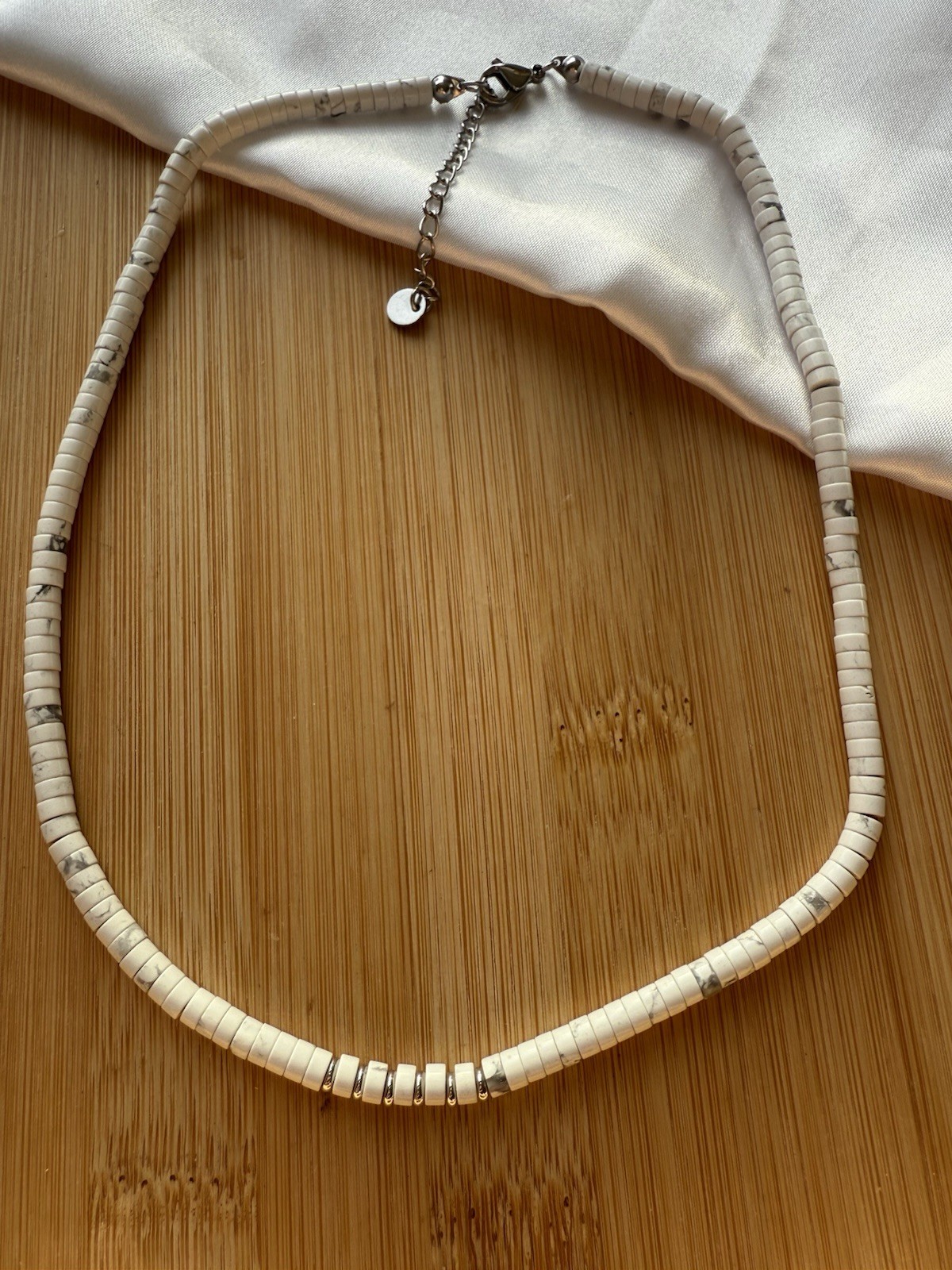 Men’s Howlita natural stone stainless steel handmade health strong Necklace