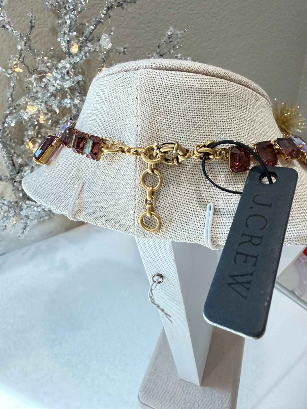 J Crew Necklace Stacked Crystal Purple New 16 – 18″ N492
