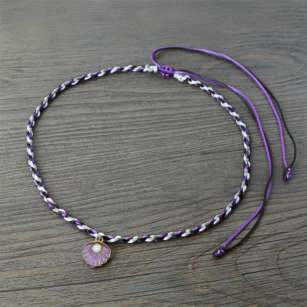 Bohemia Seashell Pendant Necklaces Adjustable Handmade Braided Rope Choker Fashi