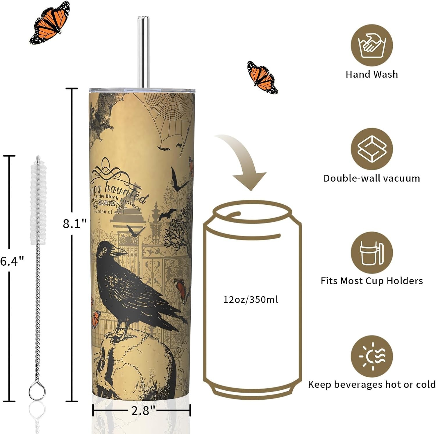 20oz Gothic Insulated Tumbler – Perfect Witch Gifts for Women in Stainless Steel