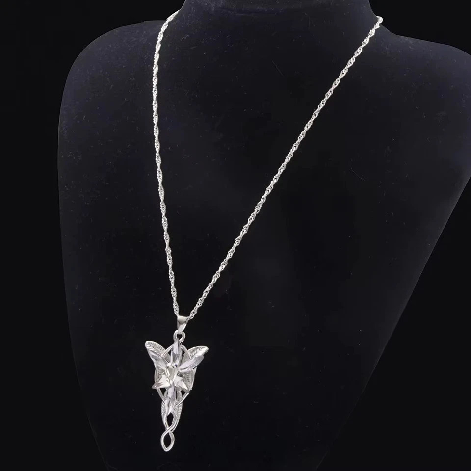 New Lord of The Rings Arwen’s Necklace Evenstar Pendant Crystal Silver Chain