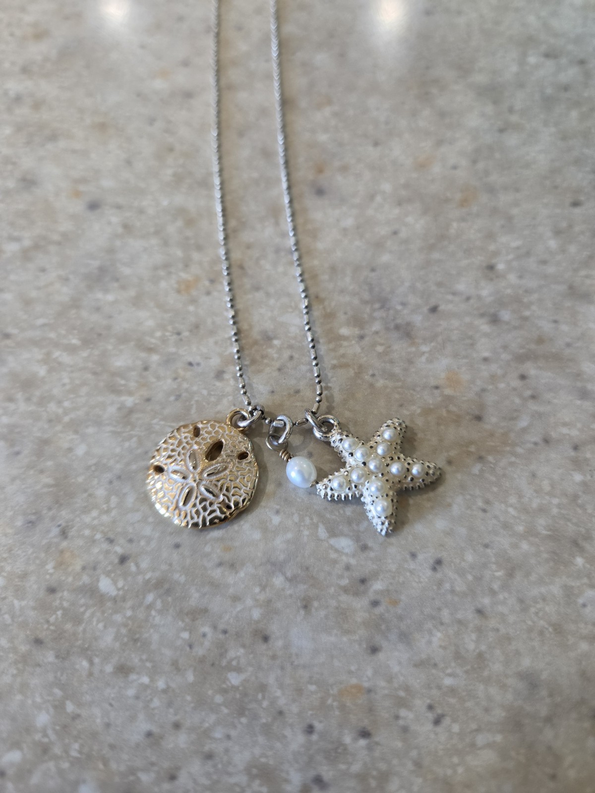 Brighton Necklace Cape Cod Starfish & Sand Dollar Retired Item 16″ Chain Coastal