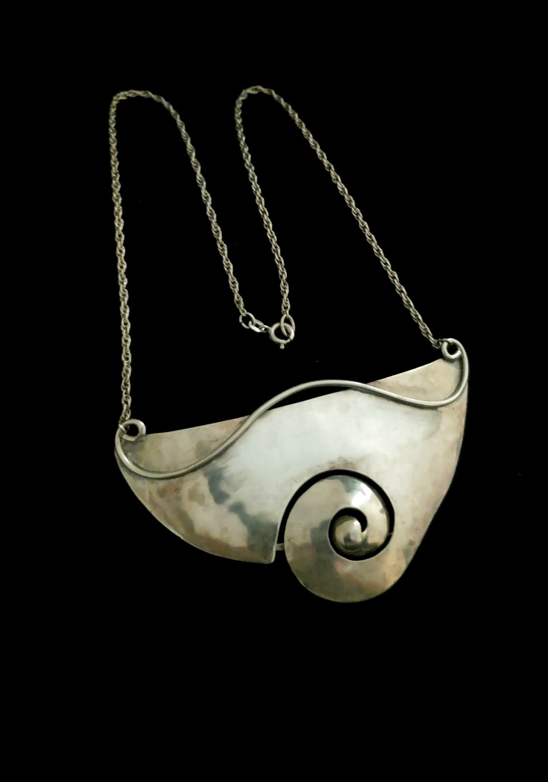 20″ Large Handcrafted Solid Sterling Silver Modernist BOHO Necklace. FLAWLESS!