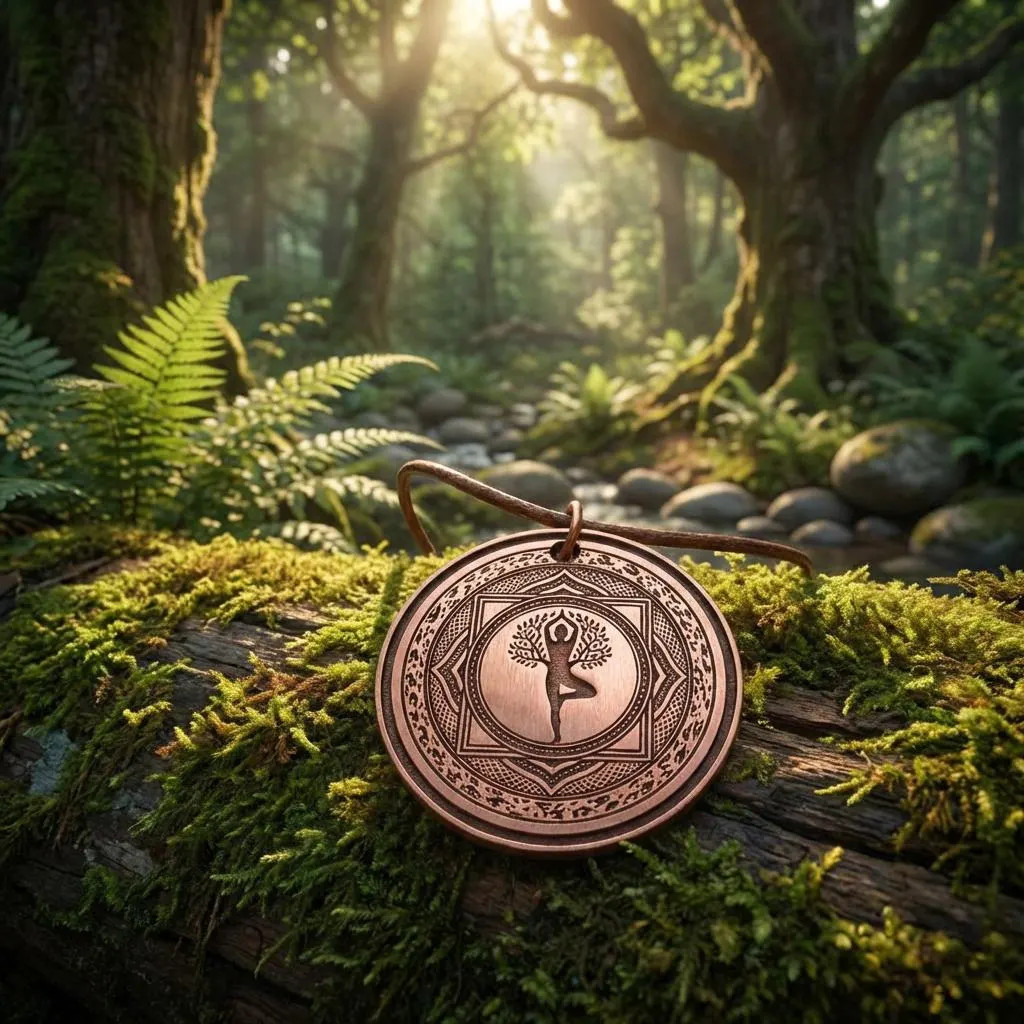Boho Spiritual Copper Yoga Tree Pose Vrksasana Necklace – Handmade Boho Gift