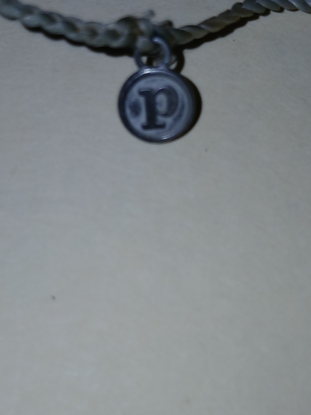Pura Vida Bracelets Gray Rope Cord Necklace Blue Triangle Charm Bezel Set
