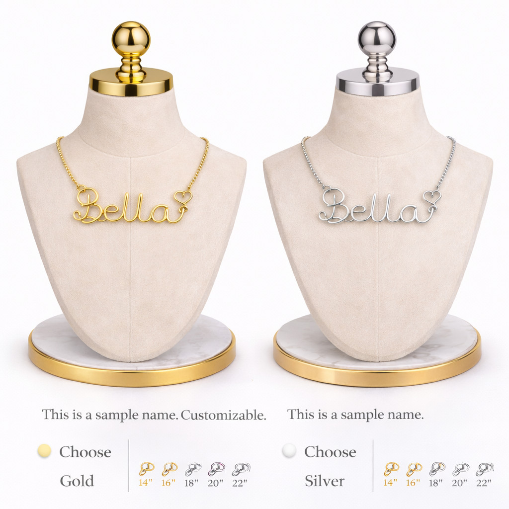 Personalized Name Necklace Gold Plated Stainless Steel Custom Jewelry