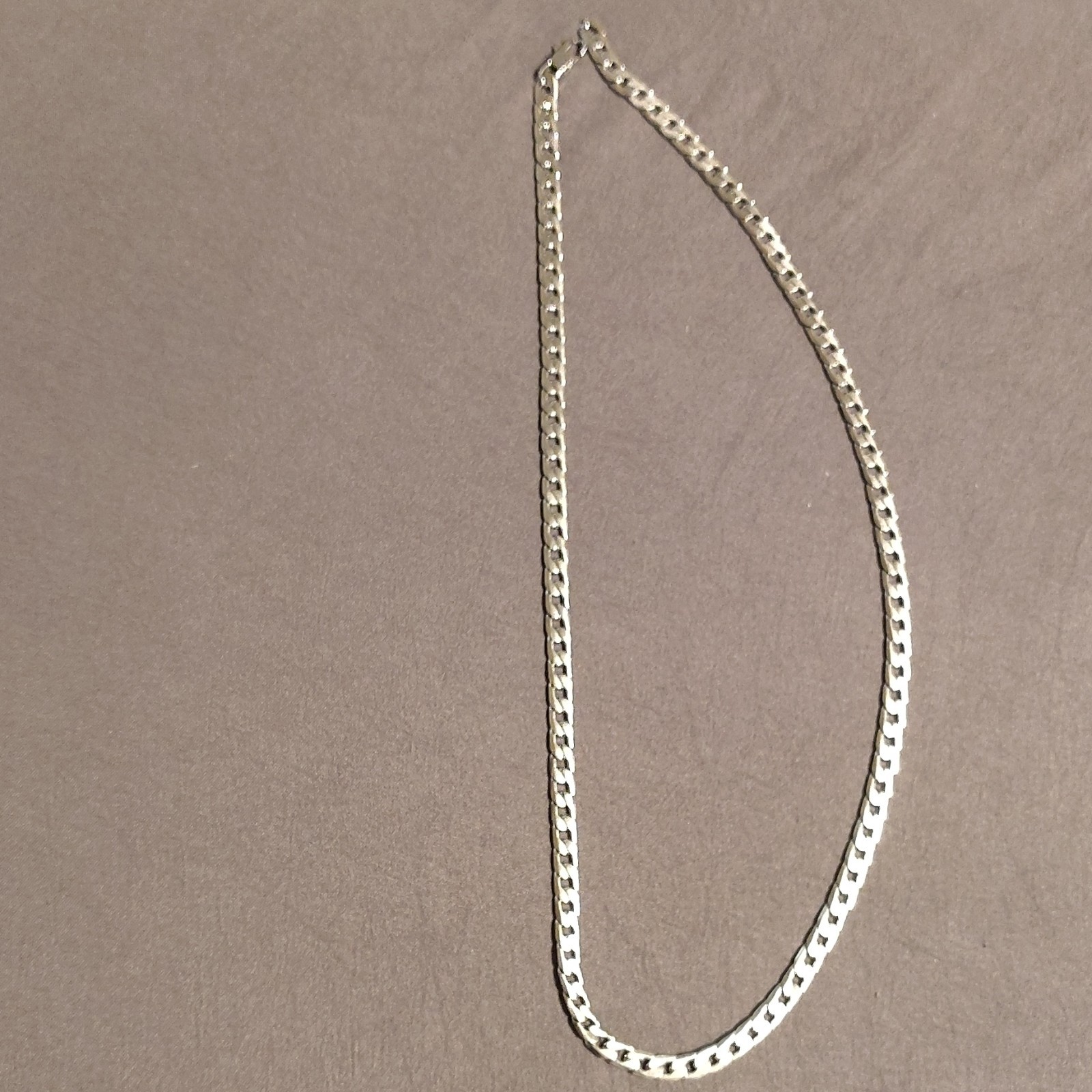 22 Inch Stainless Steel Curb Link Chain Necklace, Box Clasp Closure, No Stone