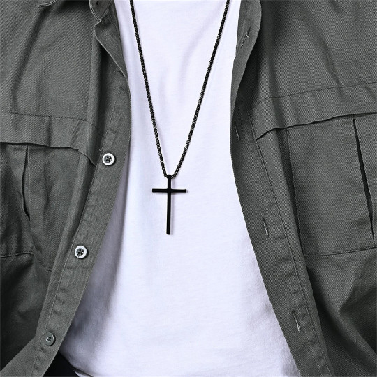 Classic Faith Cross Pendant Necklace in Stainless Steel