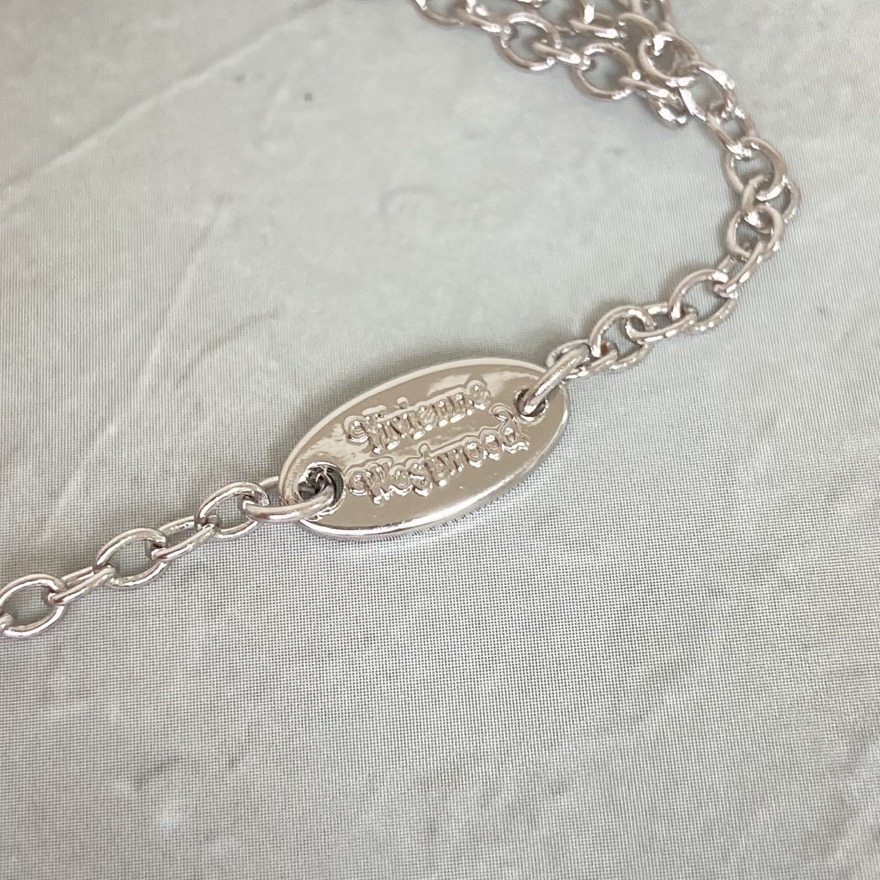 Vivienne Westwood Necklace OCTAVIE Ribbon Orb Pink Silver T. 2cm x 1.5cm NO BOX
