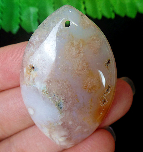 47x31x7mm Natural Cherry Blossom Agate Healing Marquise Pendant Bead DY4099