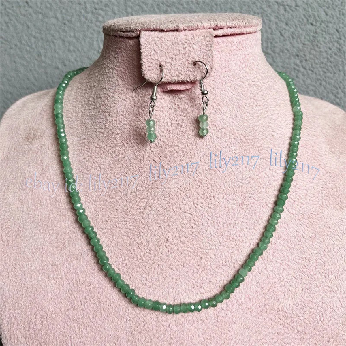 Faceted 2x4mm Natural Gemstone Rondelle Beads Necklace Earrings Set 14-36”
