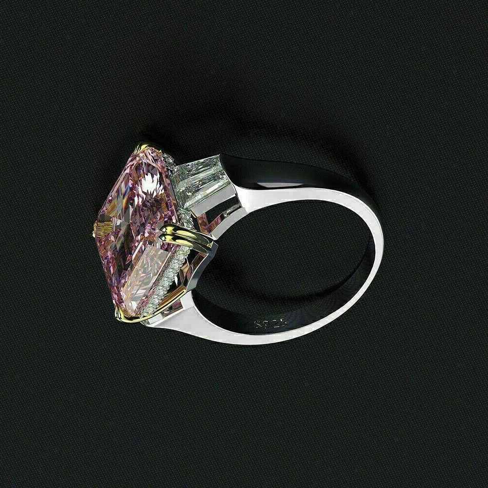 5.00 Ct Natural Sapphire & Diamond Engagement Ring 14K Solid White Gold
