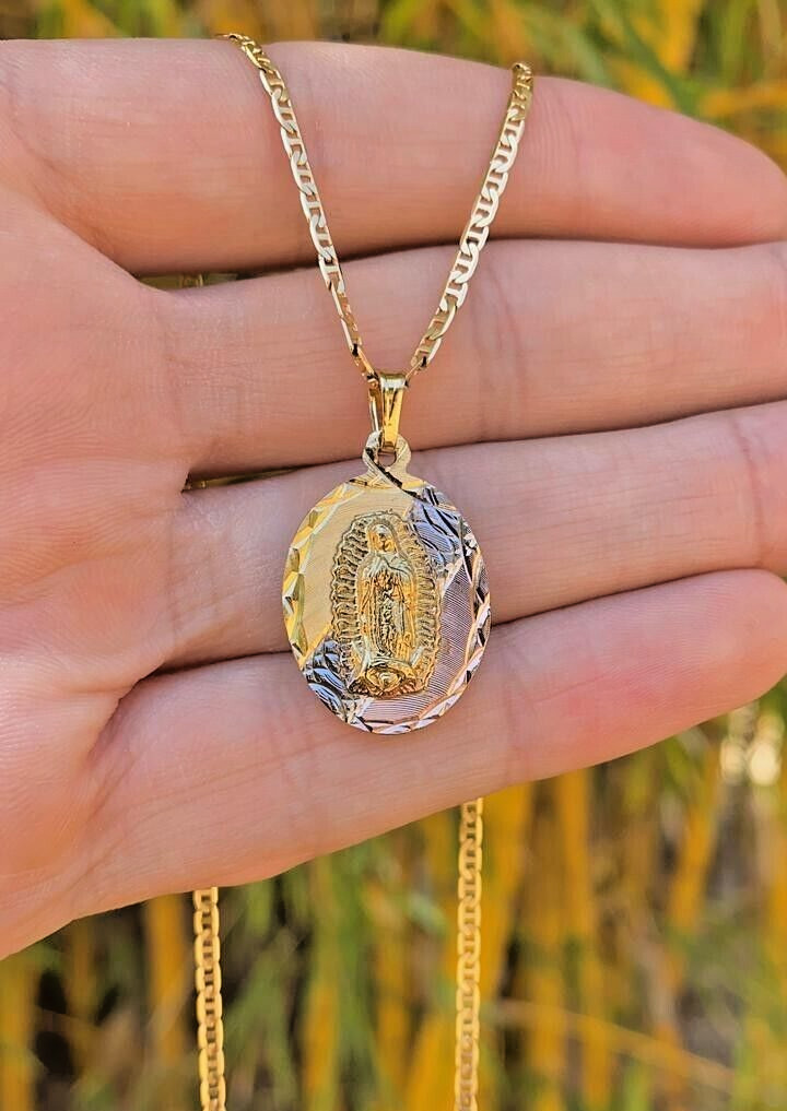 Virgem De Guadalupe Mariner Chain 24″ Necklace 14K Gol Filled Gifts Mens