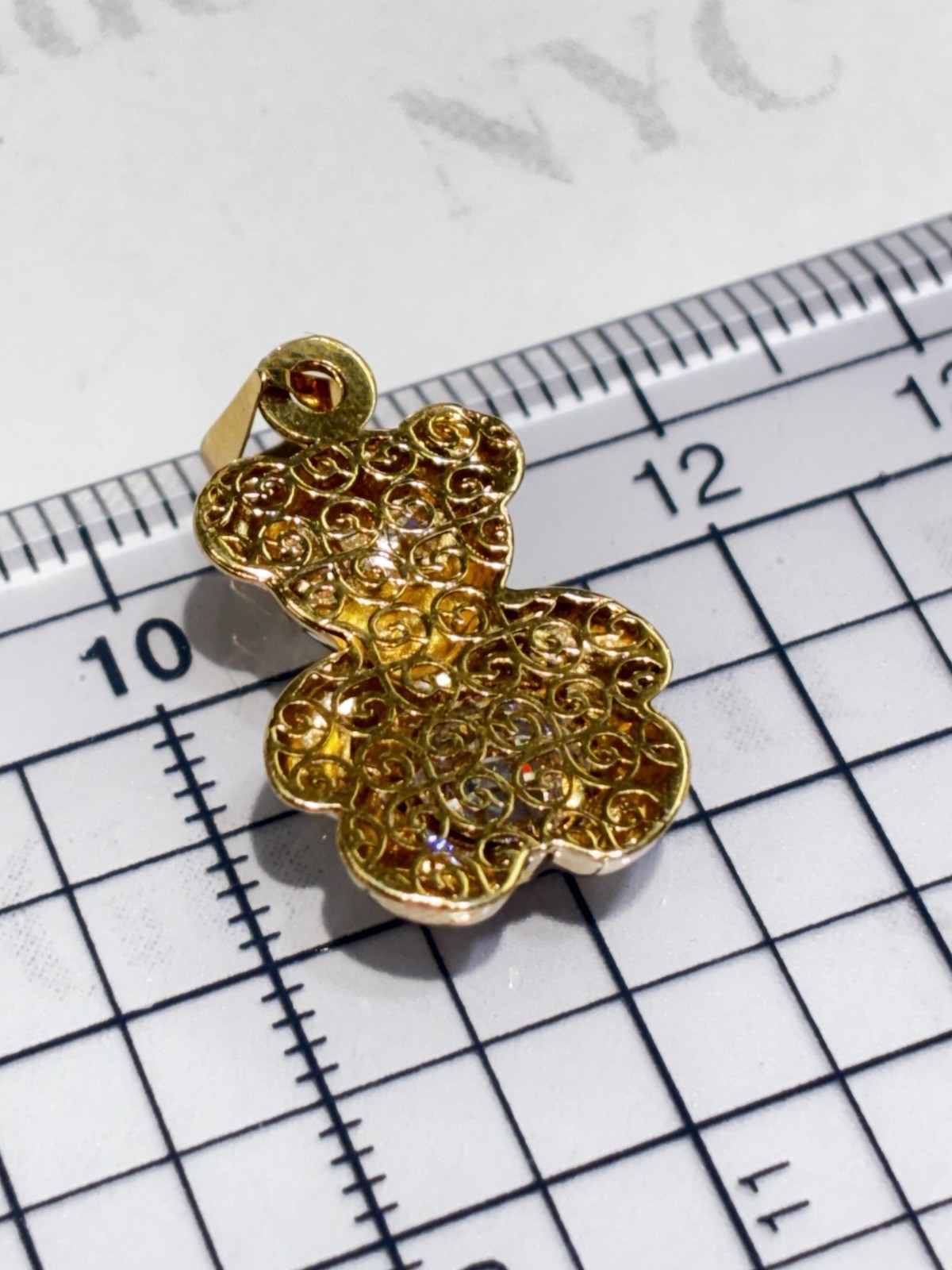 14K Gold Teddy Bear Pendant