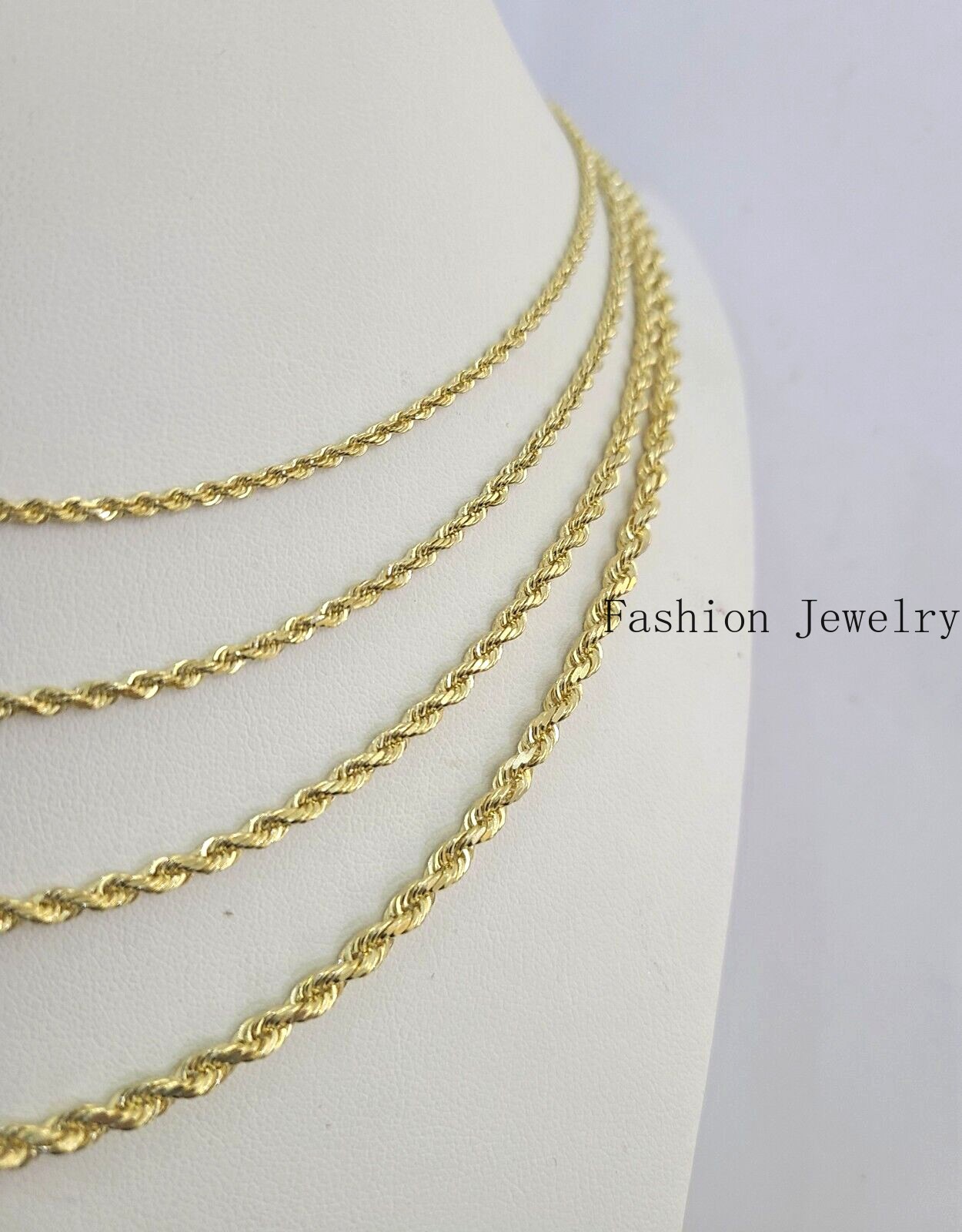 Real 14k Gold Rope Chain Necklace 2mm 2.5mm 3mm 4mm Yellow 14kt Men Women