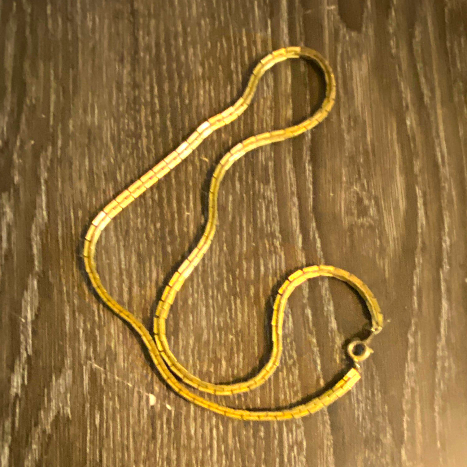 Gold Tone Herringbone Chain Necklace, Metal, No Stone, 0 Gemstones