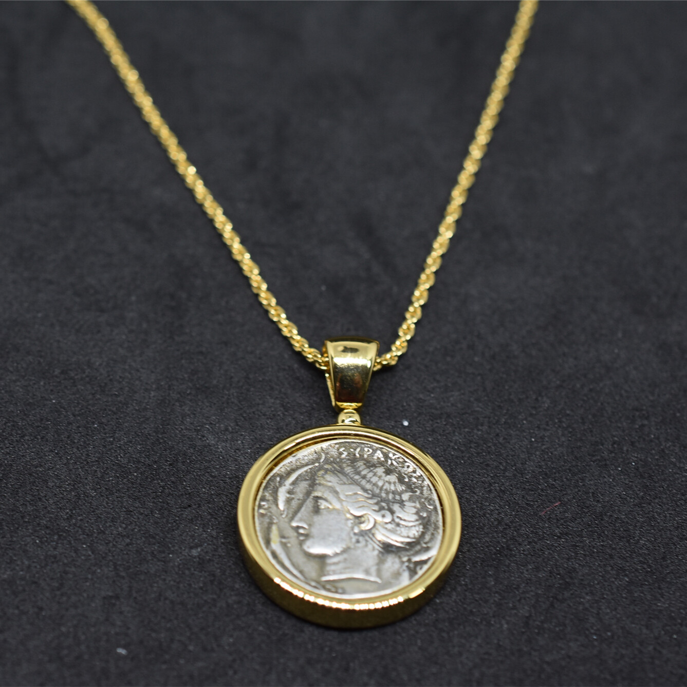 Retro Coins Ancient Roman Hunting Carriage/Ocean Goddess 2sided Pendant Necklace