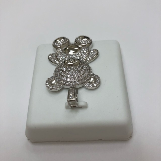 925 Sterling Silver with Cubic Zirconia Teddy Bear Pendant