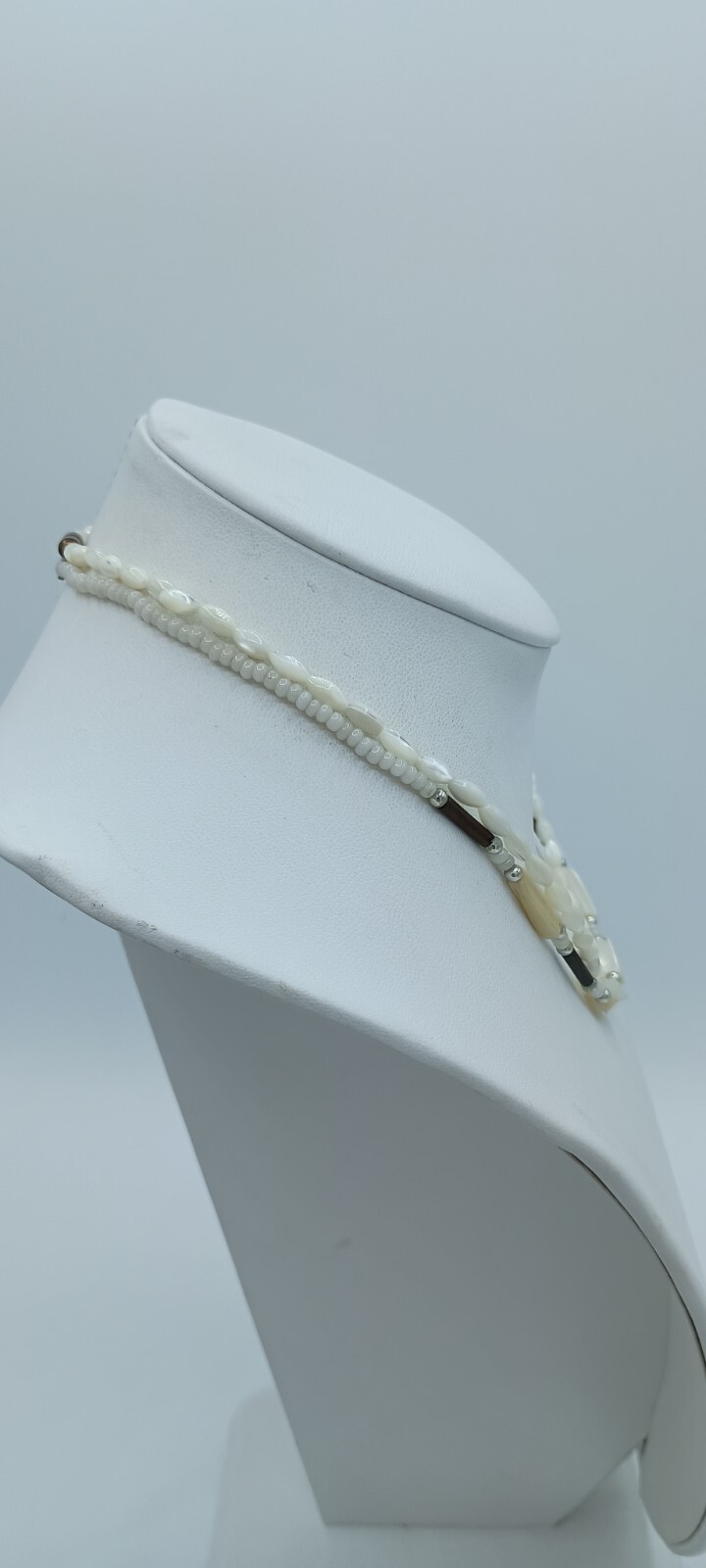 VTG Mother Of Pearl Shell Choker Necklace Set 2 Hand Carved Surfer Beach Unisex