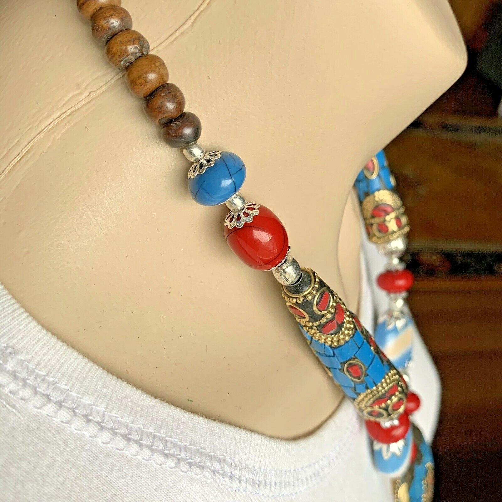 Handmade Necklace – Nepalese Tibetan Tribal Ethnic Coral Lapis Jewellery NL-106